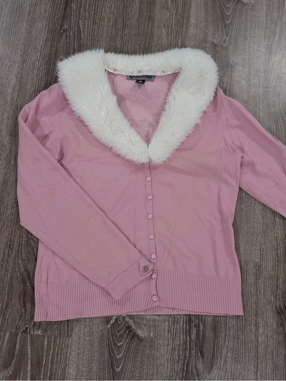 Optionelle Pink Cardigan with Removable Faux Fur Collar Size 02